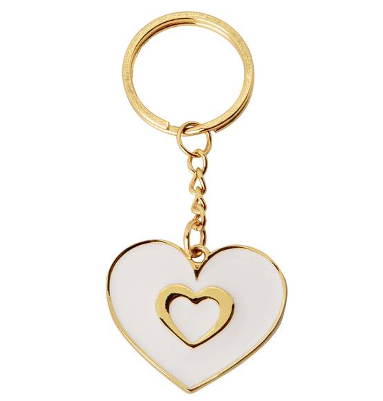 Bomboniera cuore portachiavi in metallo oro e smalto bianco novità 2025